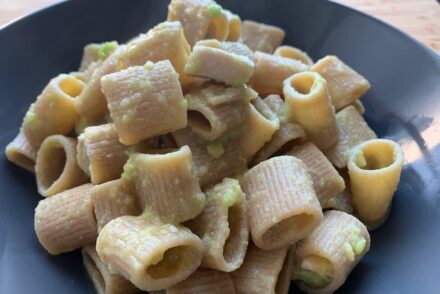 Pasta with avocado and swordfish