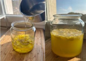 Homemade limoncello - mixing