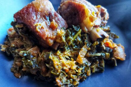 Braised pork ribs with savoy cabbage
