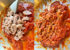 Real spaghetti bolognese - chopped tuna