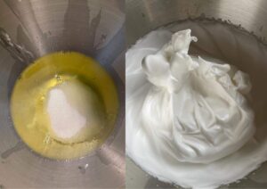 Traditional torta tenerina - whisking the egg whites and sugar